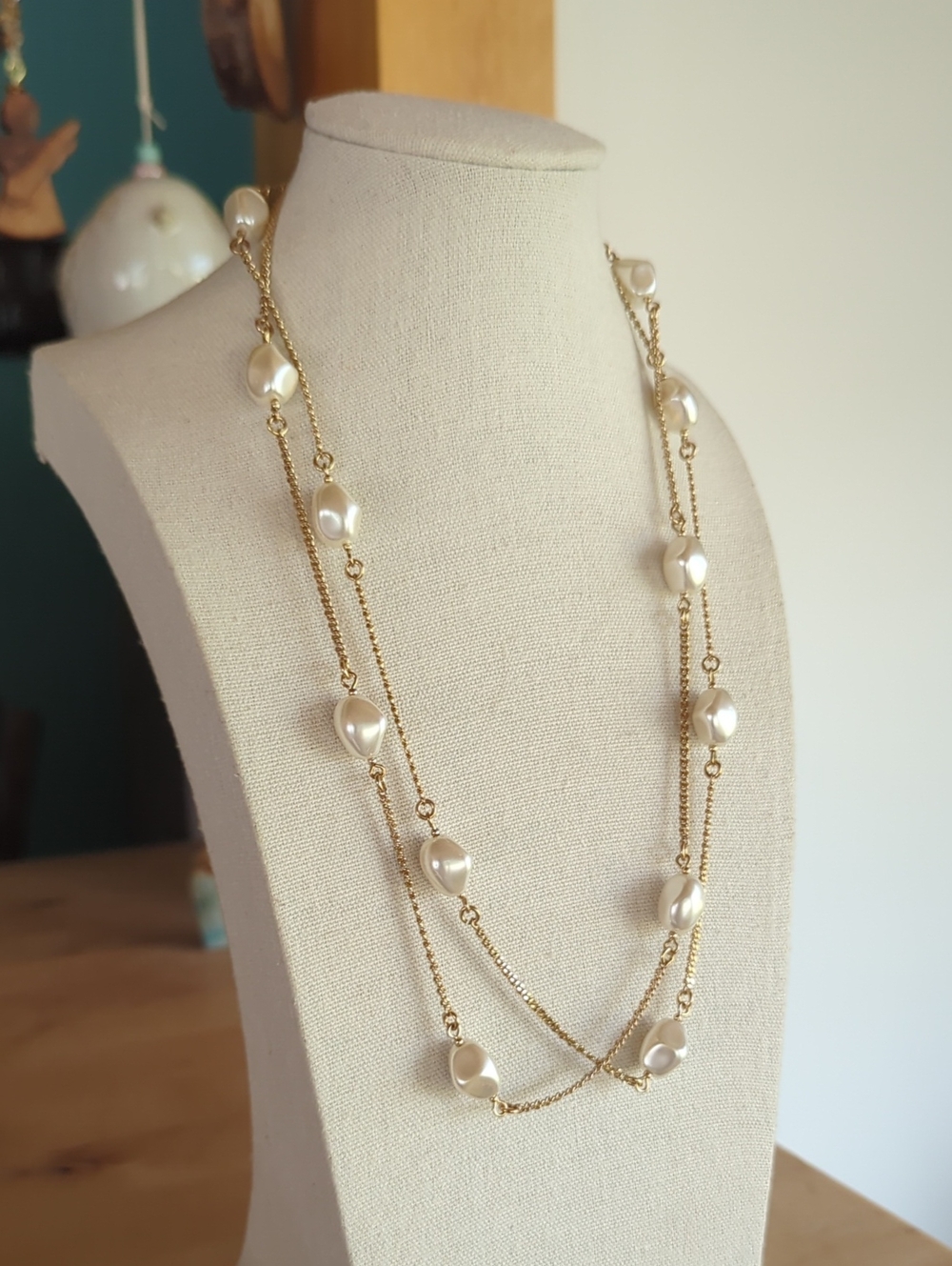 Charter Club Gold-Tone Faux Pearl Station Necklace, 42"-44" Adjustable - Picture 13 of 13
